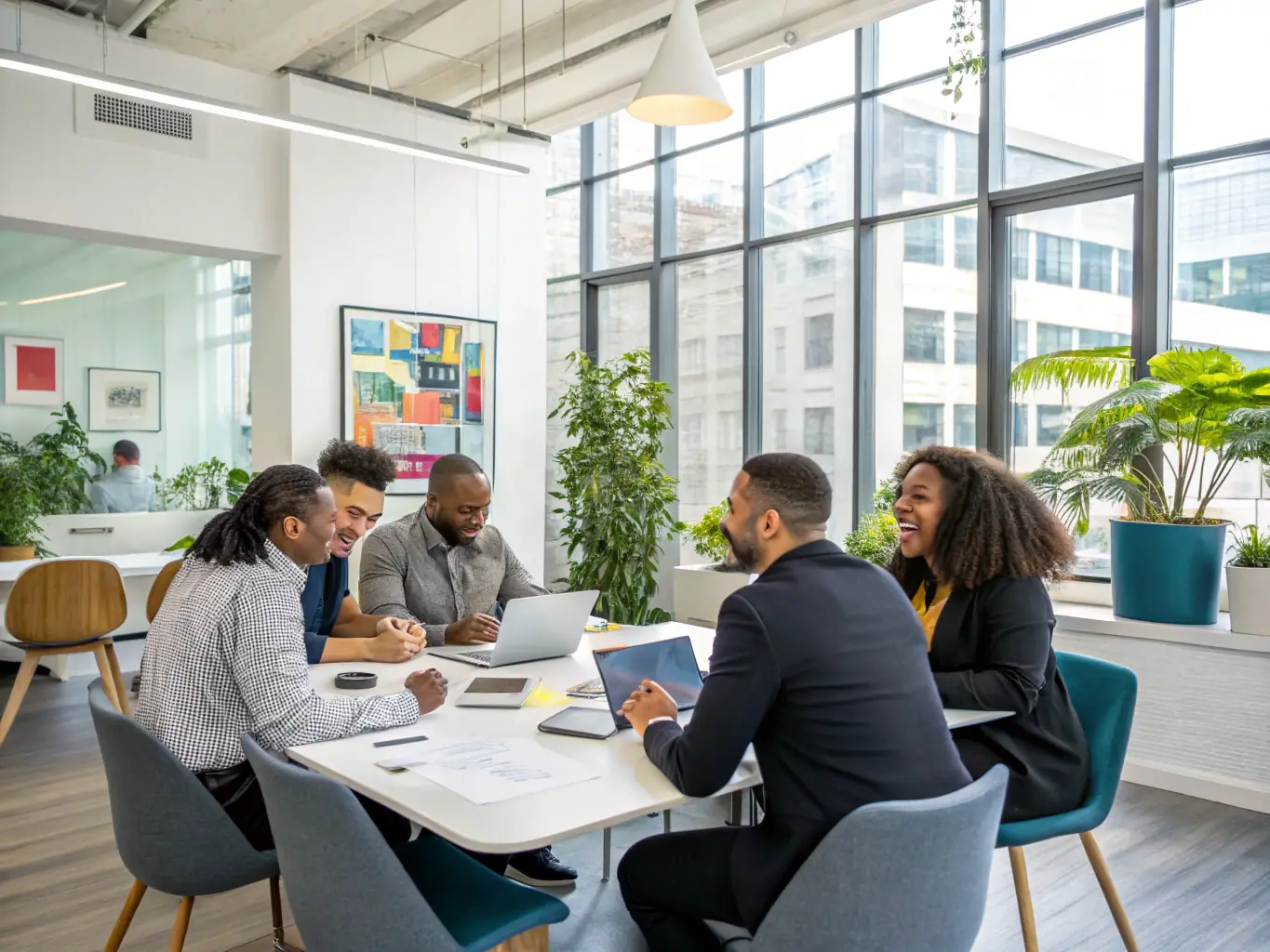 A photo of a management training session with a facilitator leading a discussion among managers, emphasizing the collaborative and insightful environment of the Management Development Program.