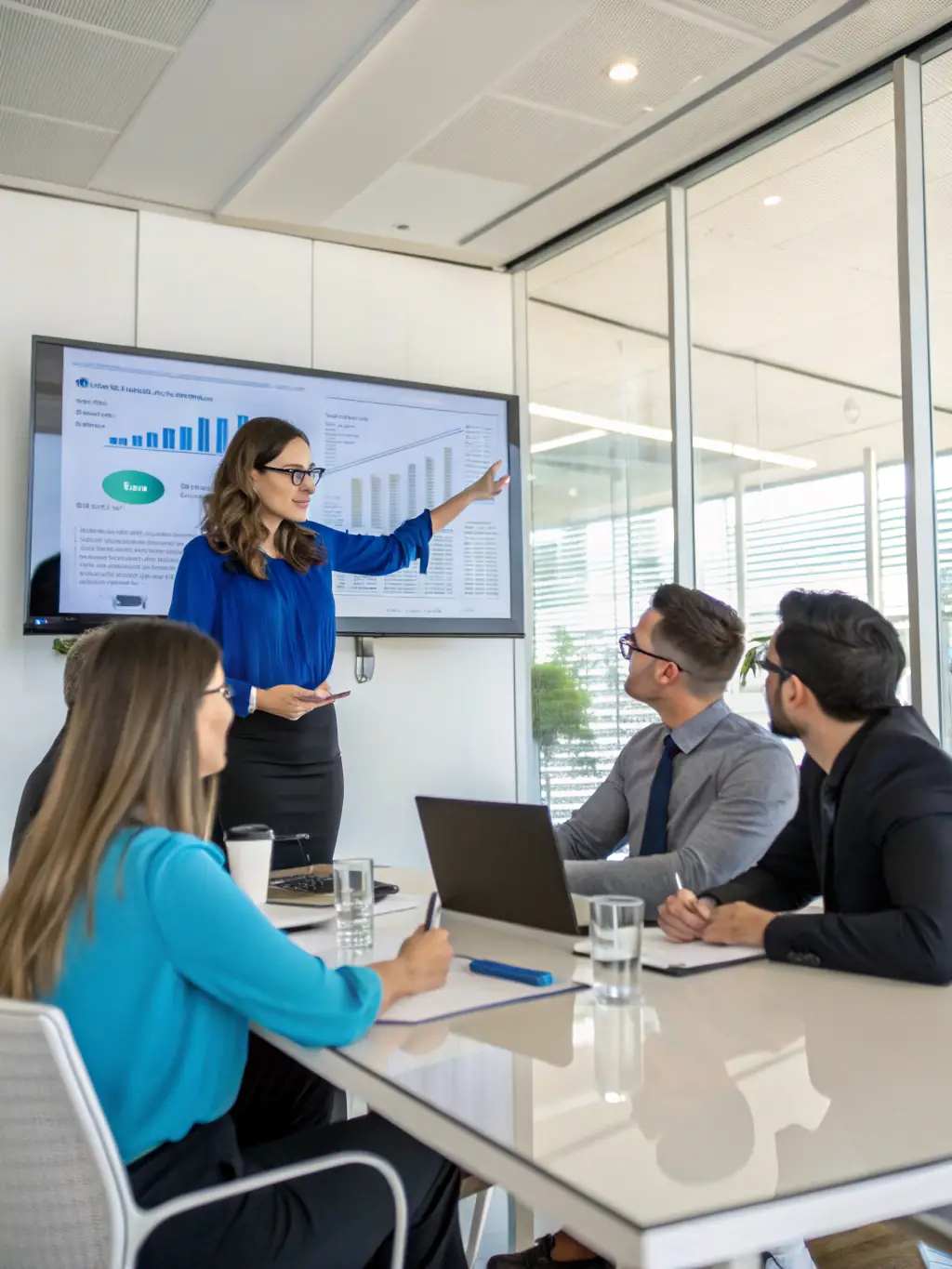 A dynamic image of a speaker presenting effective communication strategies to a group of engaged professionals.