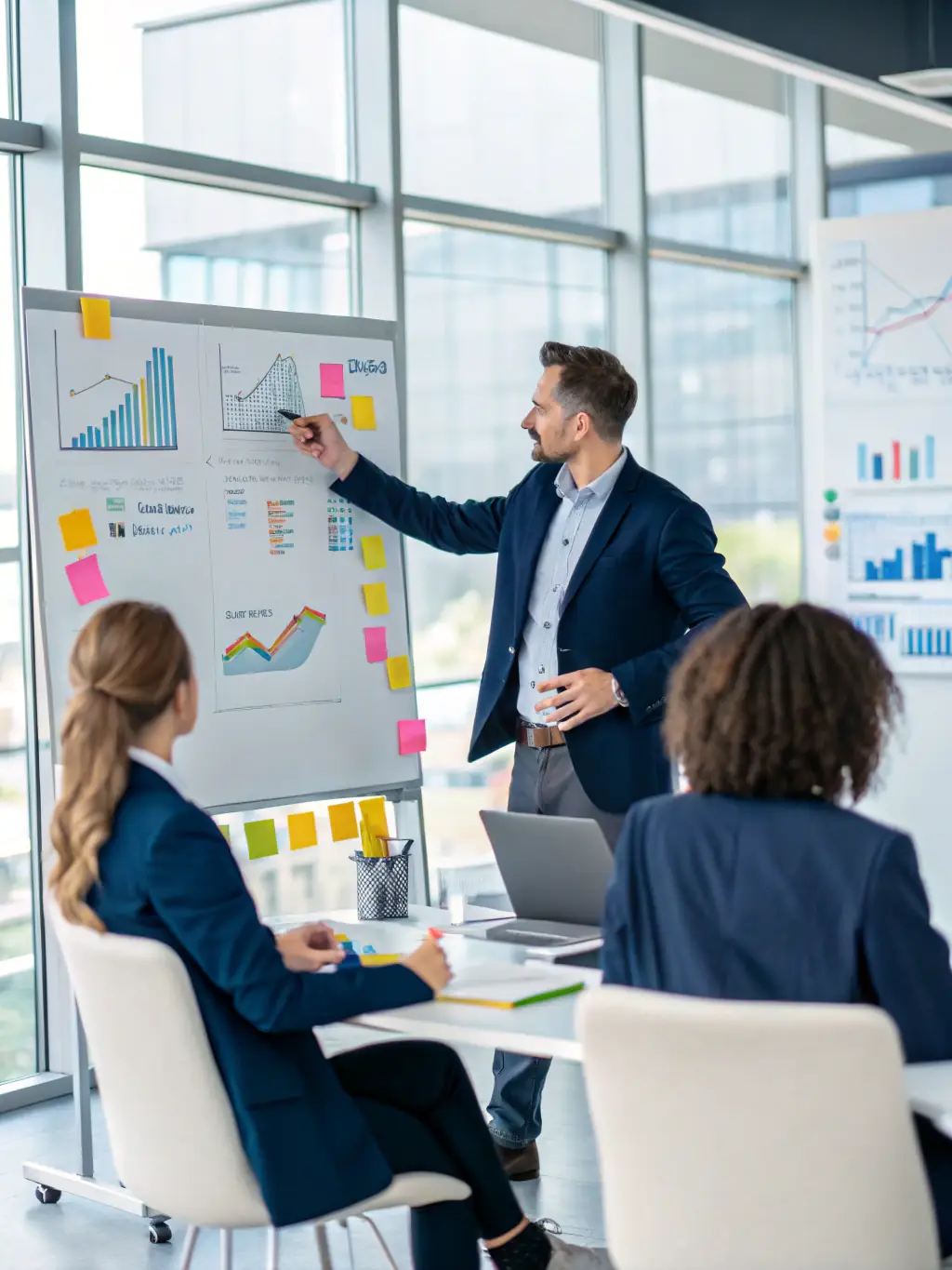 A photo of a confident leader inspiring a team, highlighting the qualities of effective leadership and motivation.