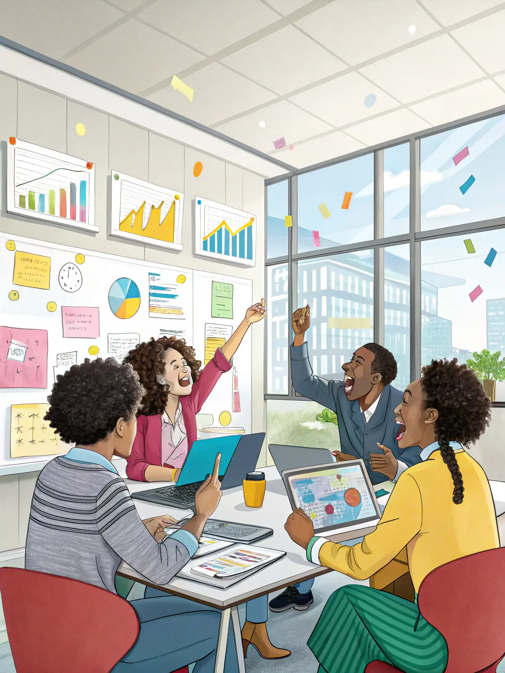 A professional sales team participating in a role-playing exercise during a sales training session, focusing on effective communication techniques.